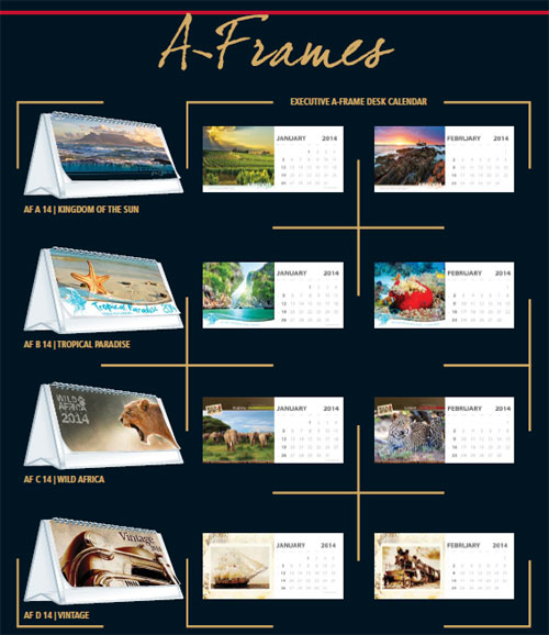 2014 Aframe calendar various themes