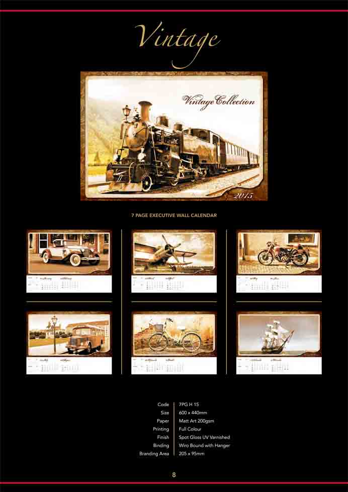 Vintage collection wall calendar 2015