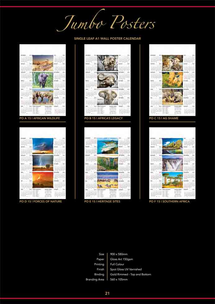 Jumbo Poster Caendars for 2015